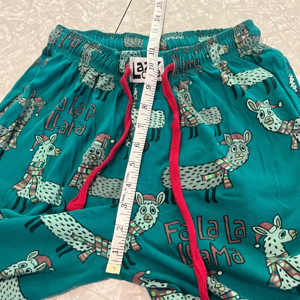 Lazy One Fa La La Llama Pajama Pants Teal Green Cotton Christmas Holiday XS - Picture 6 of 7